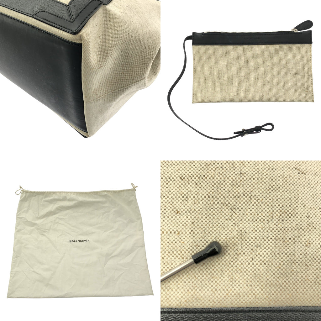 BALENCIAGA / バレンシアガ | ネイビー カバス M コーティング キャンバス ロゴ トートバッグ 339936 |