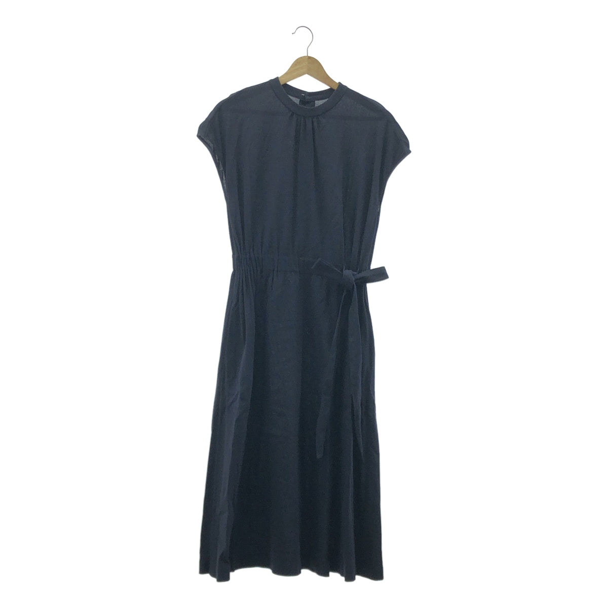 Tomorrowland BALLSEY | 腰繫法式袖棉質洋裝 | 34號 | 海軍藍 | 女款