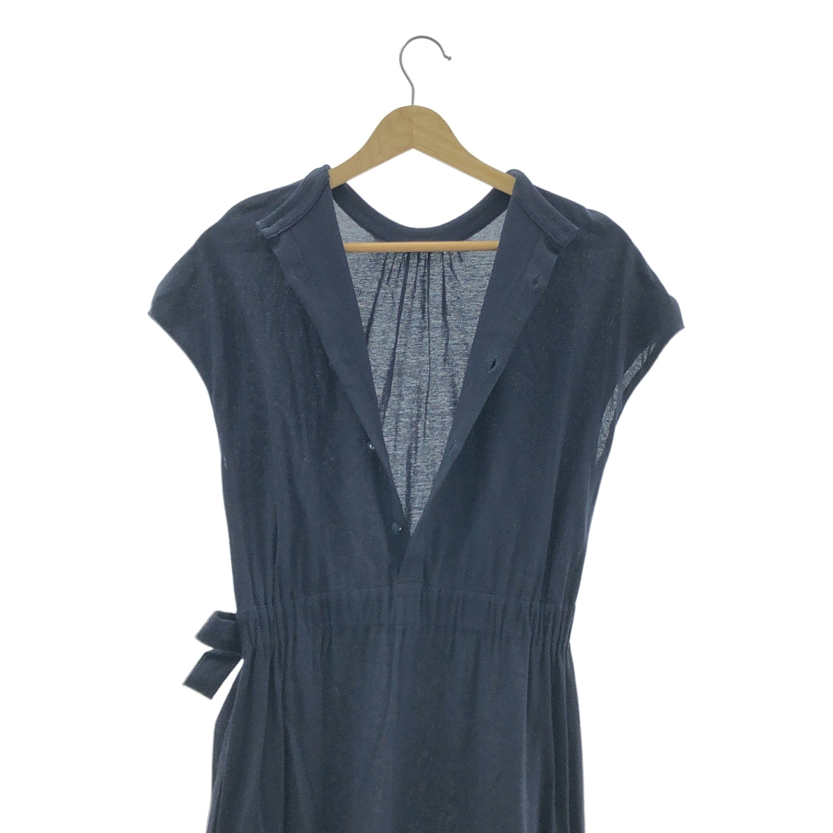 Tomorrowland BALLSEY | 腰繫法式袖棉質洋裝 | 34號 | 海軍藍 | 女款