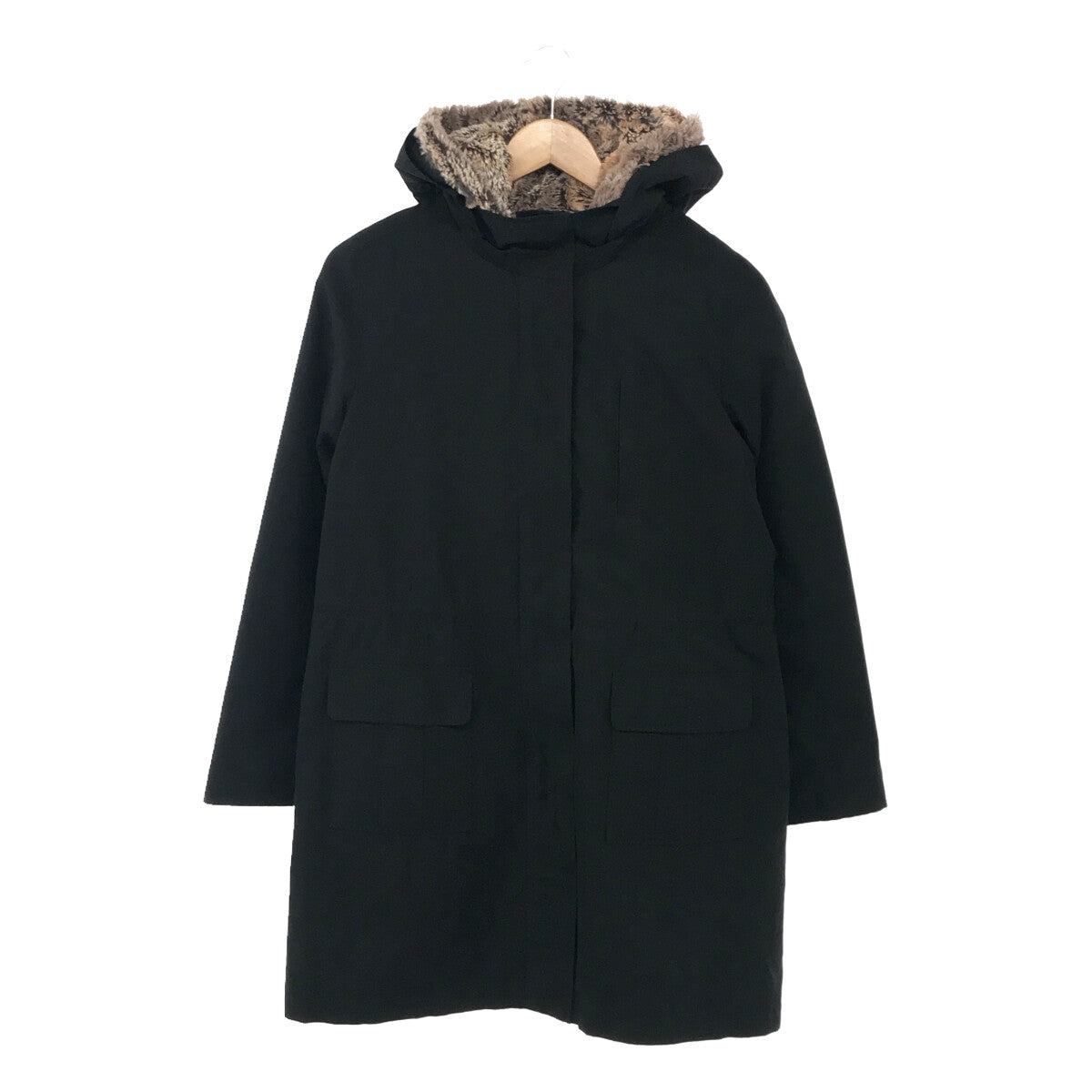 INDIVI | INDIVI Polyester Cotton Raccoon Fur Lined Mod Coat | Size 38 | Black | Women's