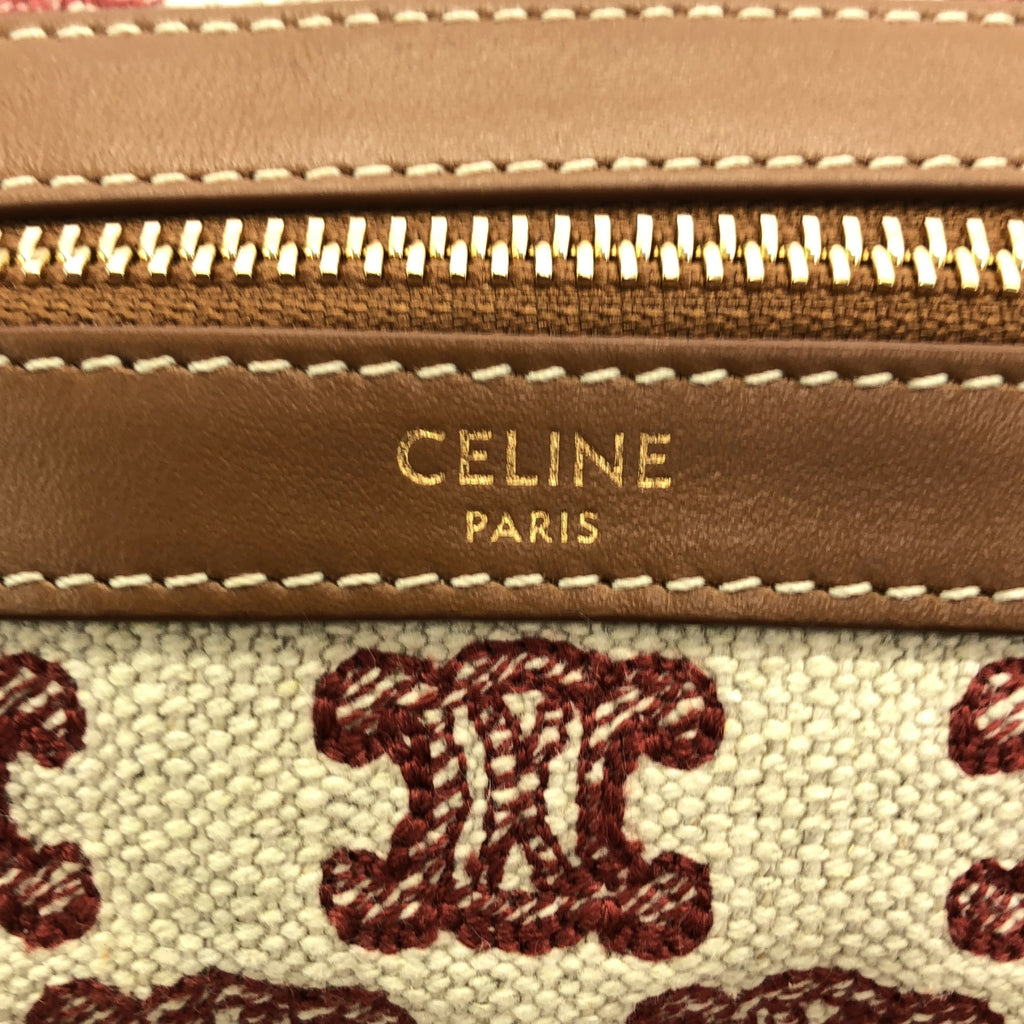 [狀況良好] CELINE | Triomphe 小牛皮帆布小號雙向單肩波士頓包 |棕色/紅色 |女性的