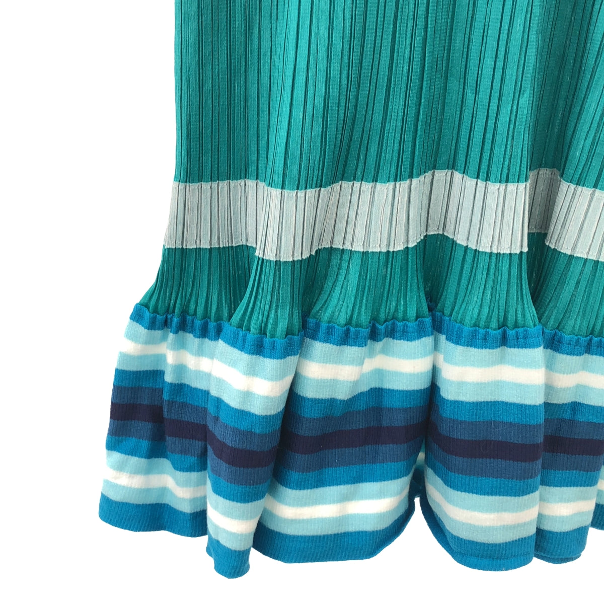 PLEATS PLEASE ISSEY MIYAKE | Flared border sleeveless dress | 2 | Enamel green/blue/white | Women's