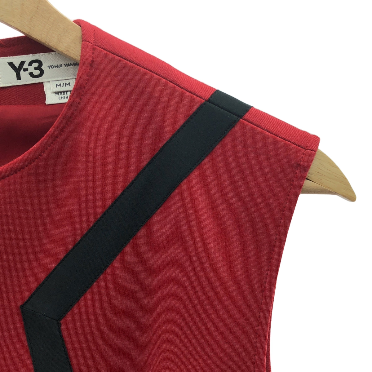 Y-3 / ワイスリー | テーピング ノースリーブ バックジップ ワンピース | M | レッド / ブラック | レディース