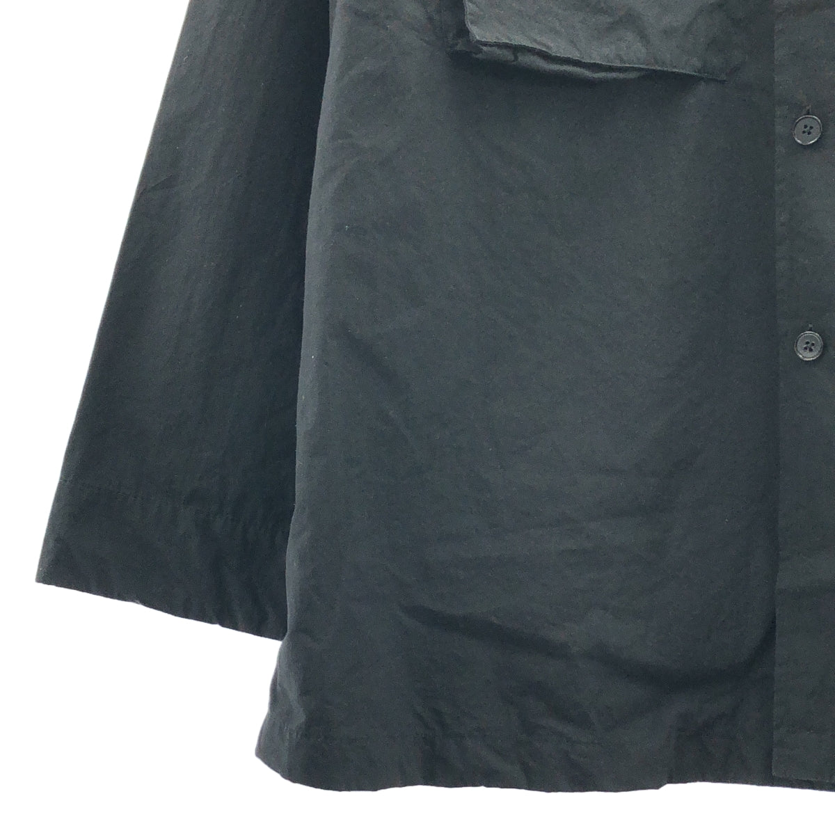 [狀況極佳] JIL SANDER+ | 2024 春夏 | 雙口袋開領度假襯衫 | 尺寸 48 | 黑色 | 男士
