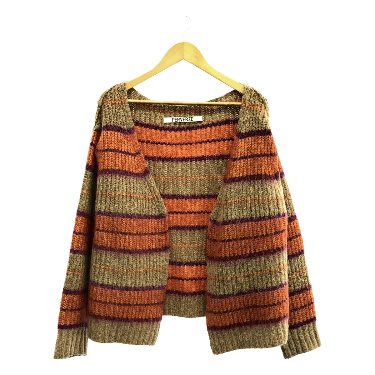 PERVERZE / パーバーズ | Stripe Mohair Wide Cardigan ボーダー モヘヤ カーディガン | F | マルチカラー | レディース