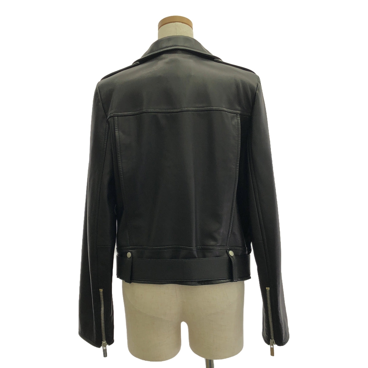 【美品】  miu miu / ミュウミュウ | Leather jacket / ラムレザー ベルテッド ダブルライダース ジャケット | 42 | ブラック | レディース