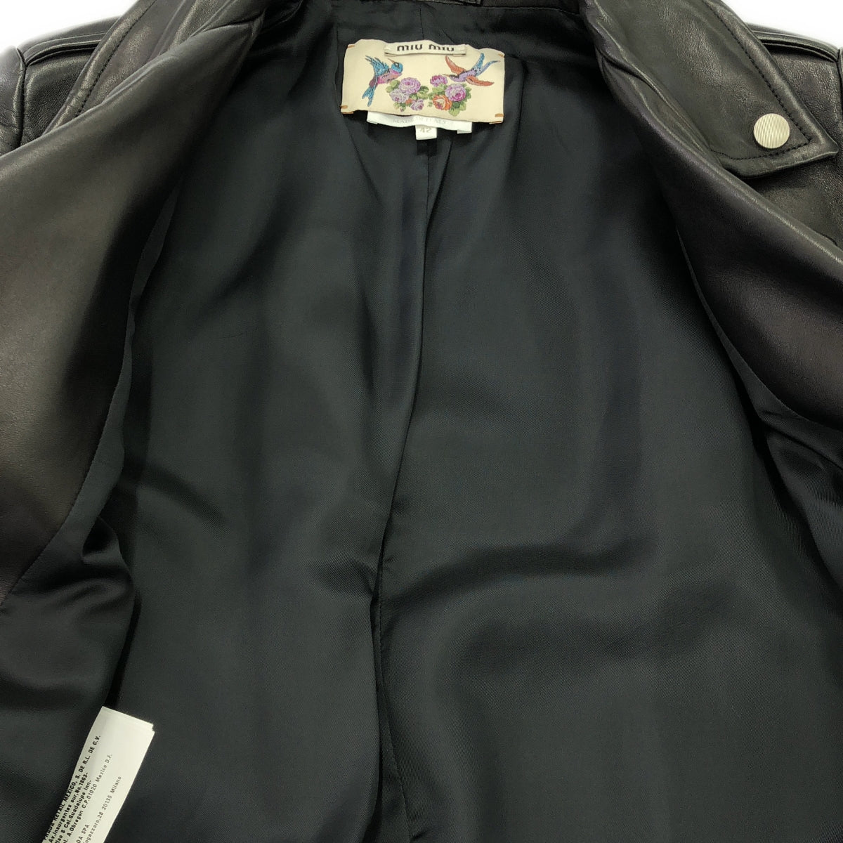 【美品】  miu miu / ミュウミュウ | Leather jacket / ラムレザー ベルテッド ダブルライダース ジャケット | 42 | ブラック | レディース