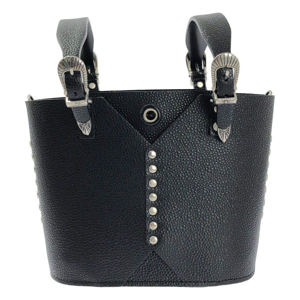 【美品】  TOGA / トーガ | TOO LEATHER TOTE BAG MINI スタッズ レザー トートバッグ | ブラック | レディース