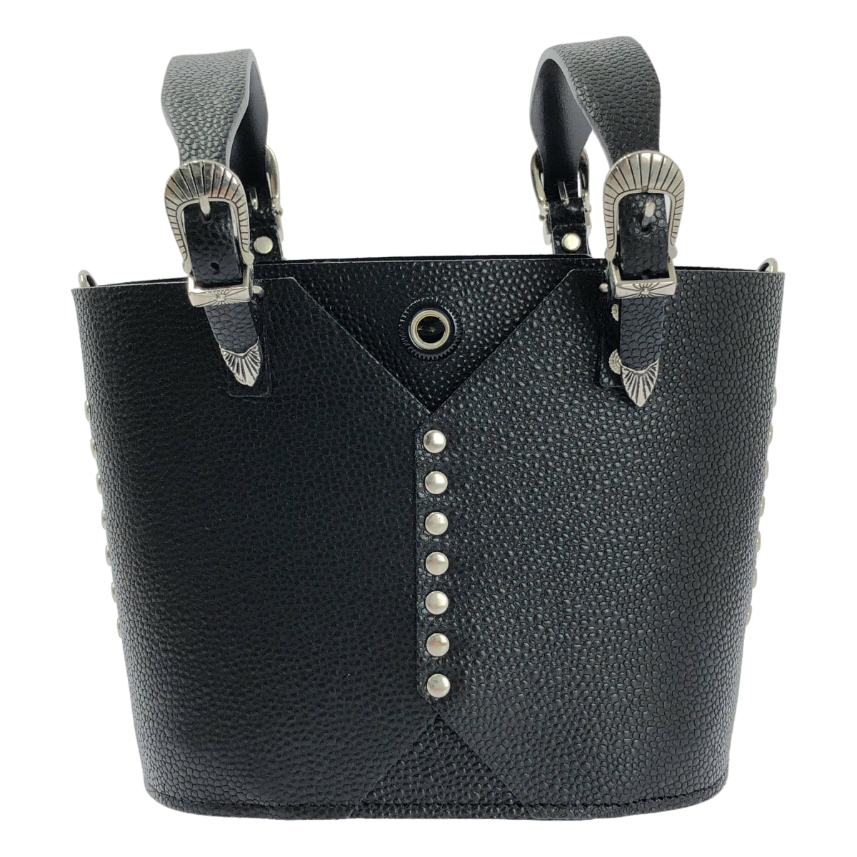 【美品】  TOGA / トーガ | TOO LEATHER TOTE BAG MINI スタッズ レザー トートバッグ | ブラック | レディース