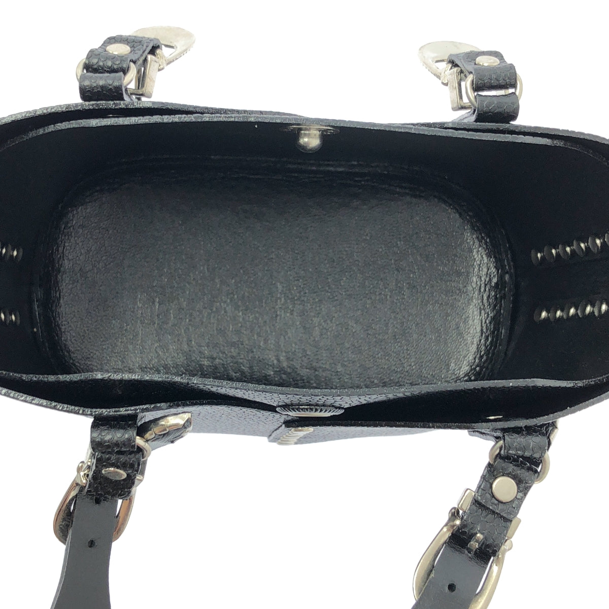 【美品】  TOGA / トーガ | TOO LEATHER TOTE BAG MINI スタッズ レザー トートバッグ | ブラック | レディース