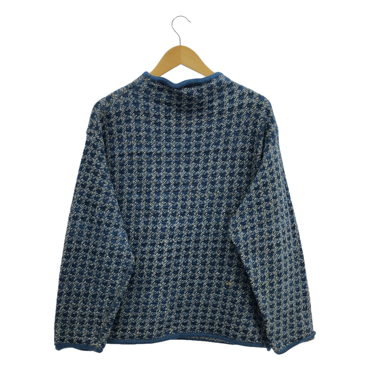 45r / Forty Five R | 908 Mabiko Sweater in Indigo Knit Jacquard | Blue/Beige | Women's