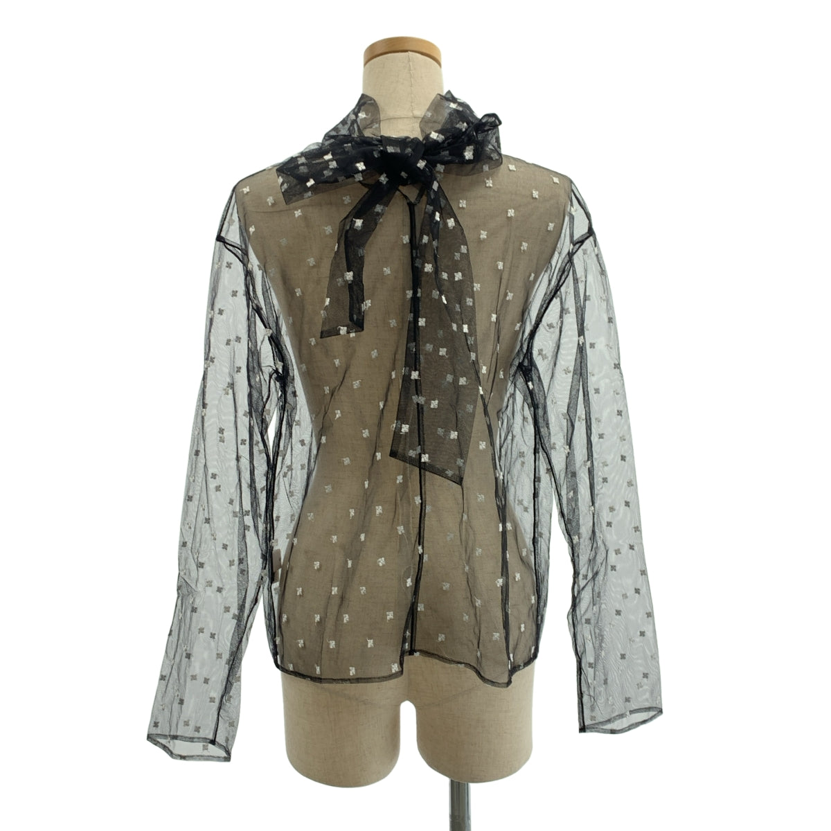 LE CIEL BLEU / 르셸 블루 | Tulle Bow Tie TOPS 튤 보우 타이 탑스 | 36 | 블랙 / 화이트 | 여성