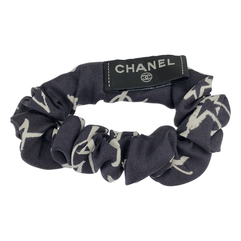 【美品】  CHANEL / シャネル | AA8009 ココマーク シルク スカーフ シュシュ セット | ネイビー