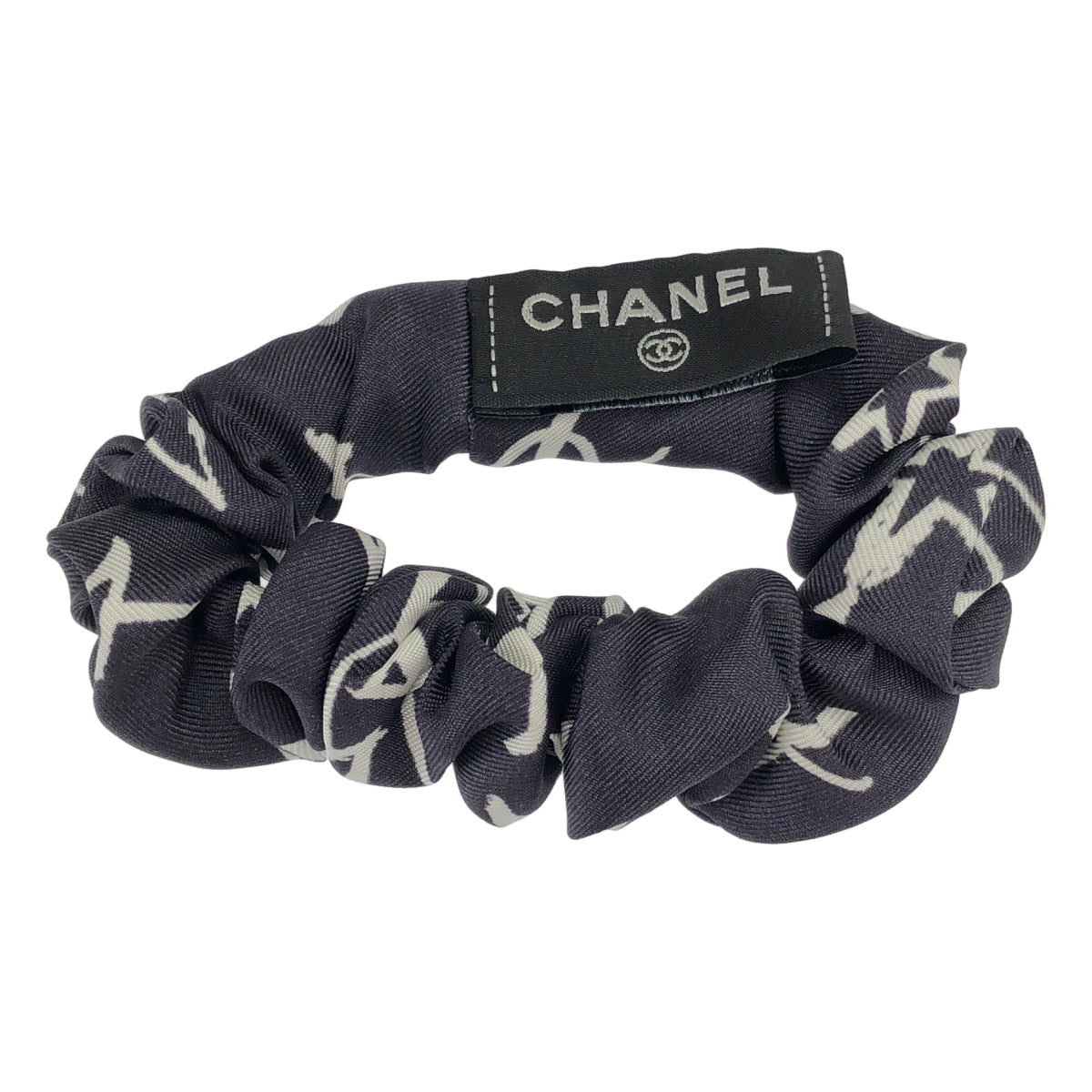 【美品】  CHANEL / シャネル | AA8009 ココマーク シルク スカーフ シュシュ セット | ネイビー