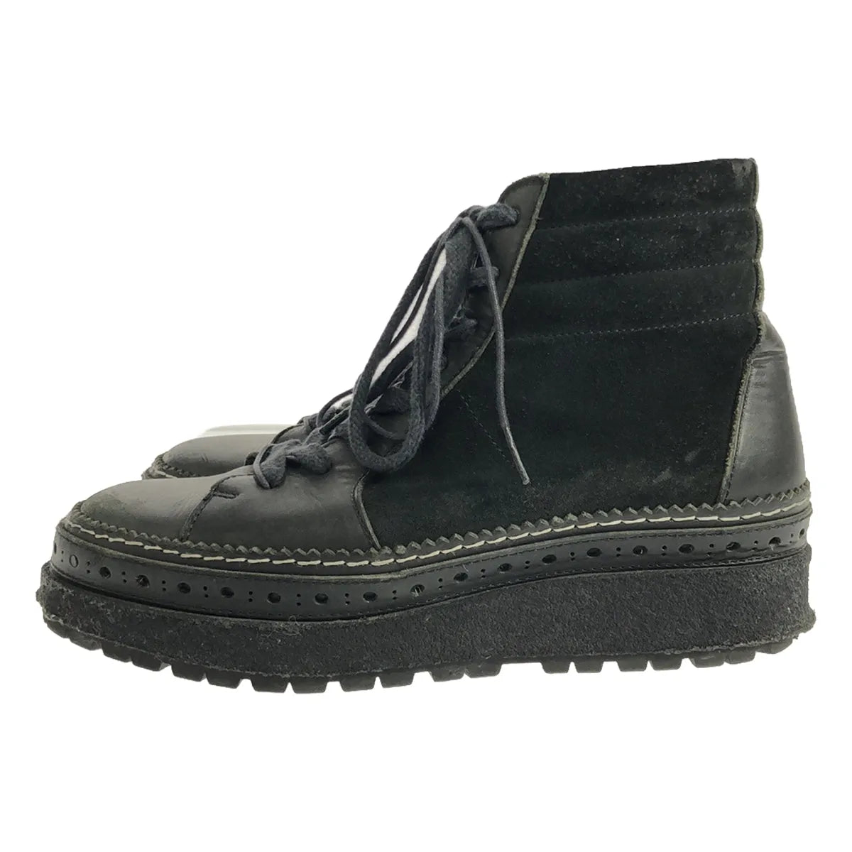 sacai / 사카이 | 2020SS | 하이 솔 가죽 스웨이드 전환 레이스 업 부츠 | 40 | 블랙 | 남성