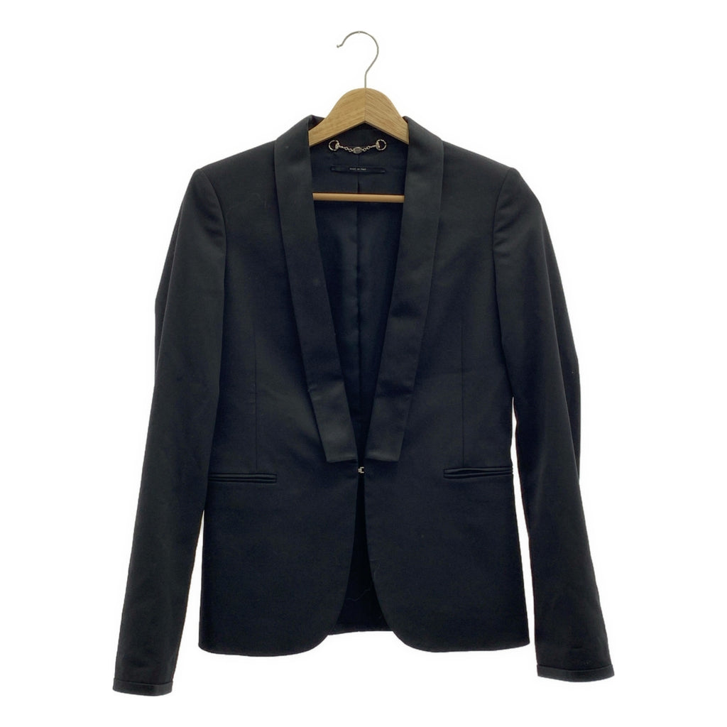 GUCCI | 絲羊毛混紡皮革單排扣夾克，鉤扣閉合，全襯裡 | 尺寸 38 | 黑色 | 女款