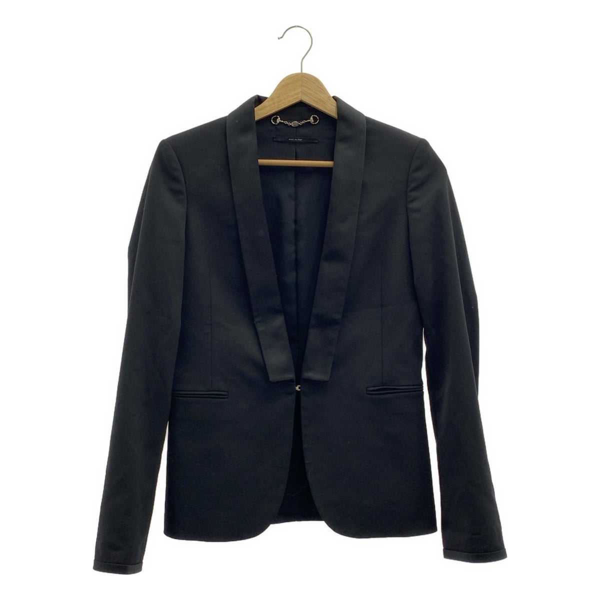 GUCCI / グッチ | シルクブレンド ウール フック式 シングルブレスト ジャケット / 総裏地 | 38 | ブラック | レディース
