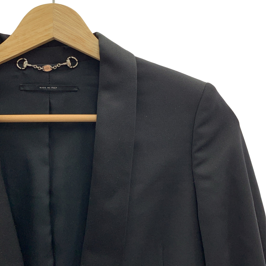 GUCCI | 絲羊毛混紡皮革單排扣夾克，鉤扣閉合，全襯裡 | 尺寸 38 | 黑色 | 女款