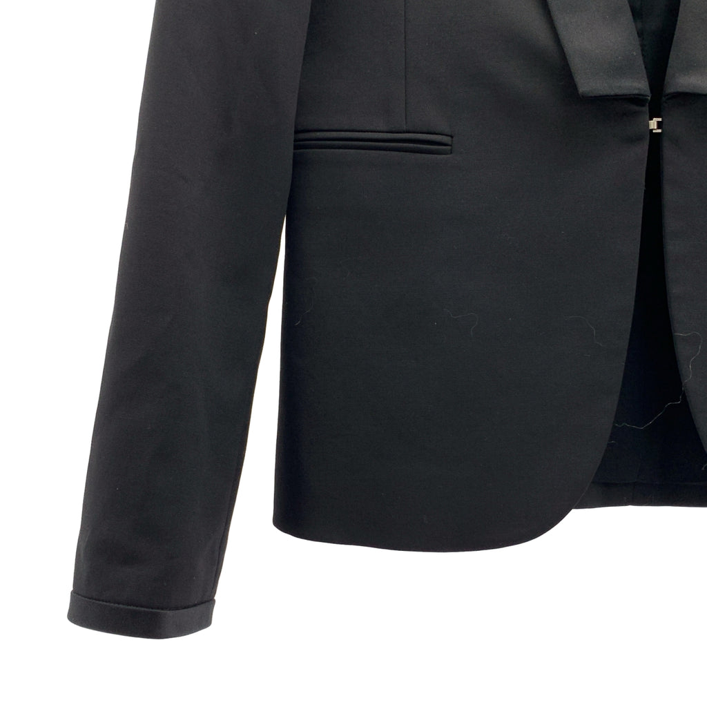 GUCCI | 絲羊毛混紡皮革單排扣夾克，鉤扣閉合，全襯裡 | 尺寸 38 | 黑色 | 女款