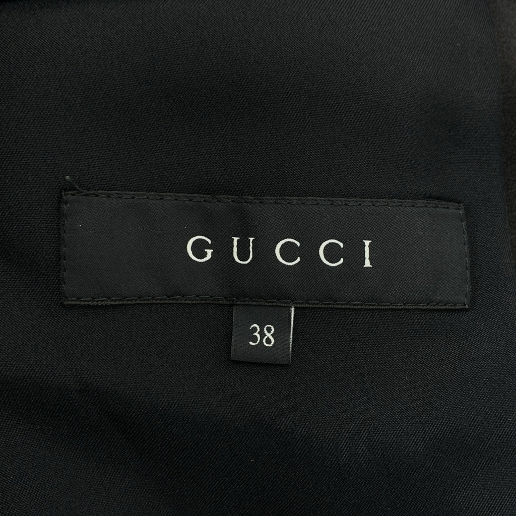 GUCCI | 絲羊毛混紡皮革單排扣夾克，鉤扣閉合，全襯裡 | 尺寸 38 | 黑色 | 女款