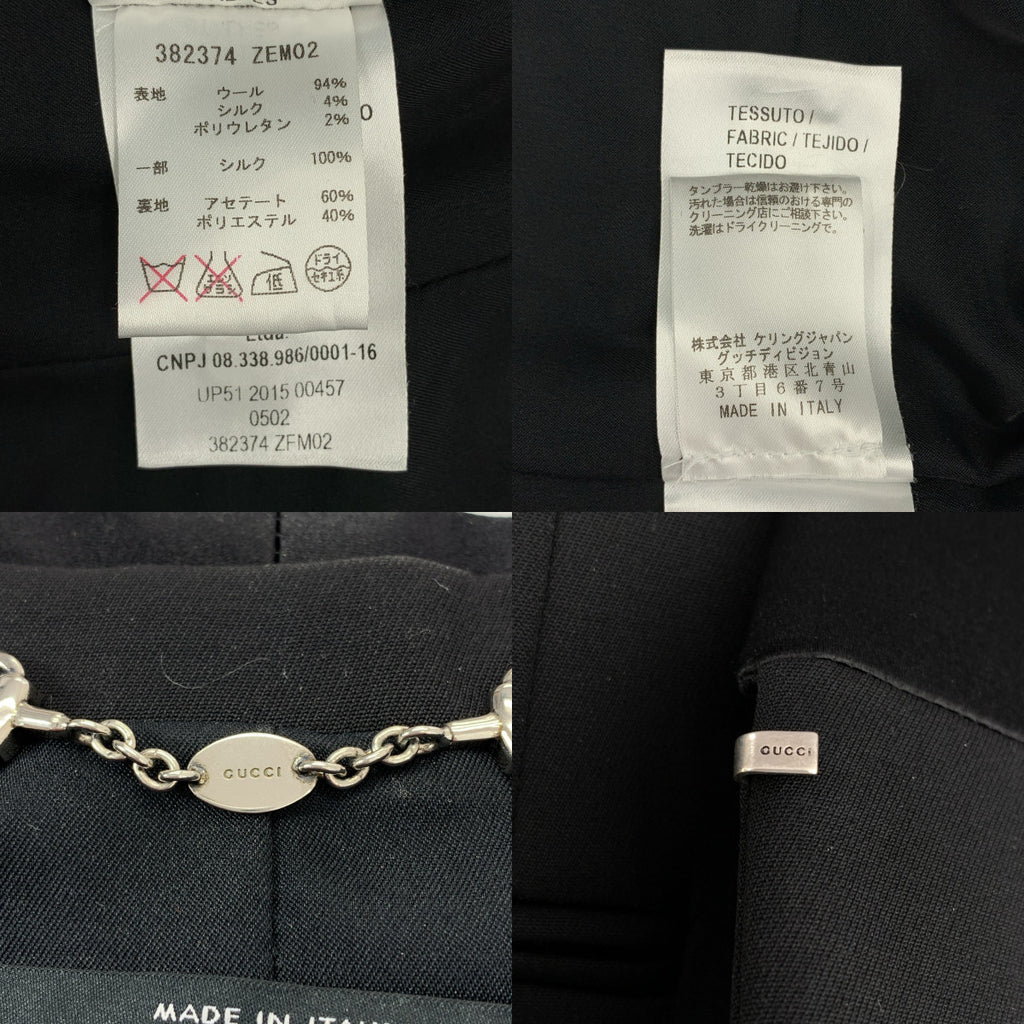 GUCCI | 絲羊毛混紡皮革單排扣夾克，鉤扣閉合，全襯裡 | 尺寸 38 | 黑色 | 女款