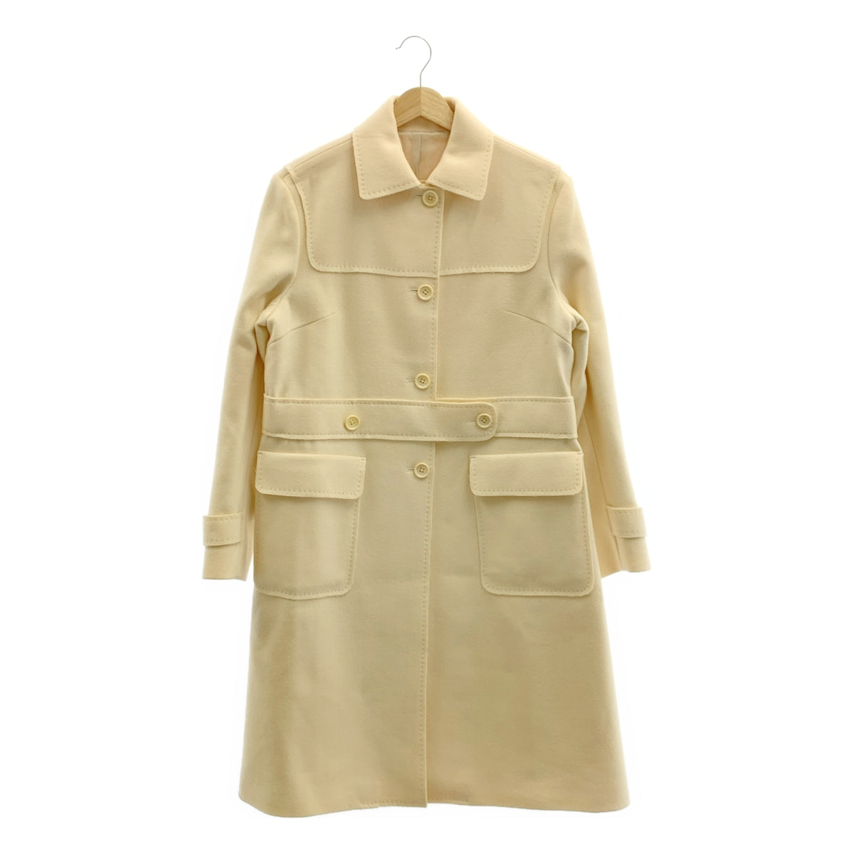 hLam / Lamb | 羊毛單排扣大衣 | 全襯裡 | 尺寸 42 | 象牙色 | 女款