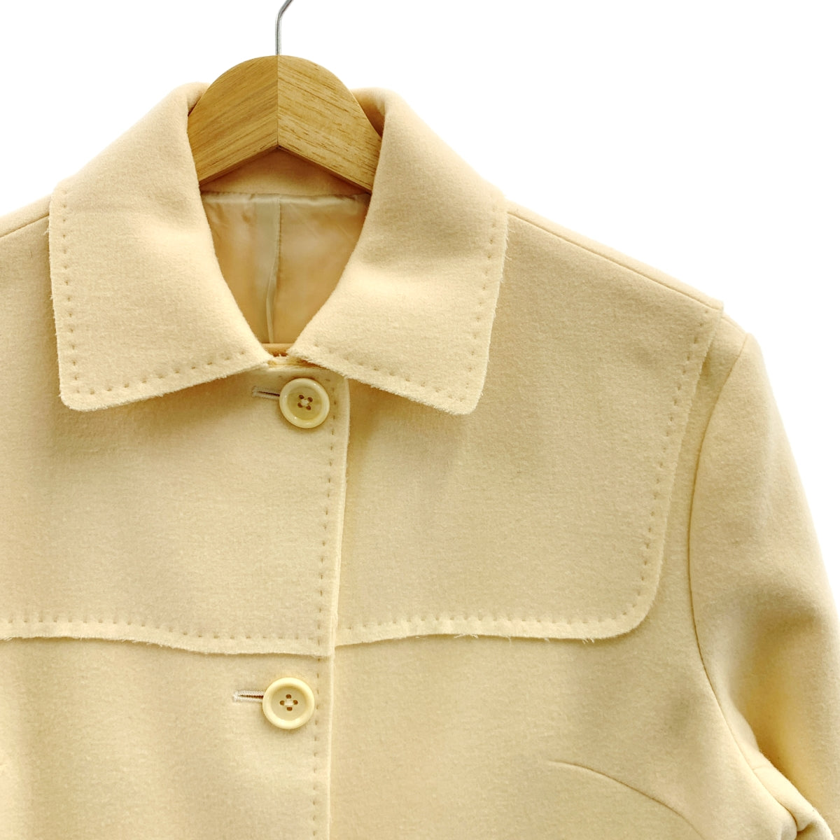 hLam / Lamb | 羊毛單排扣大衣 | 全襯裡 | 尺寸 42 | 象牙色 | 女款