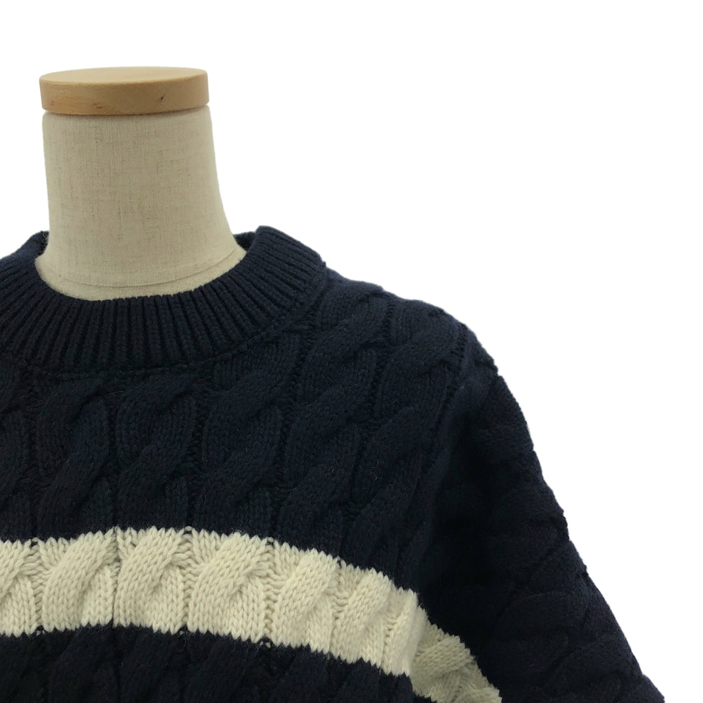 MAISON KITSUNE / メゾンキツネ | カシミヤ混 ボーダー  ロゴ ポンチョ ケープ ニット | S | レディース