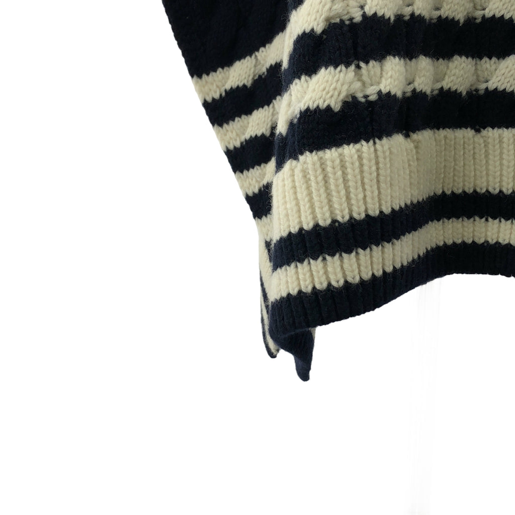 MAISON KITSUNE / メゾンキツネ | カシミヤ混 ボーダー  ロゴ ポンチョ ケープ ニット | S | レディース
