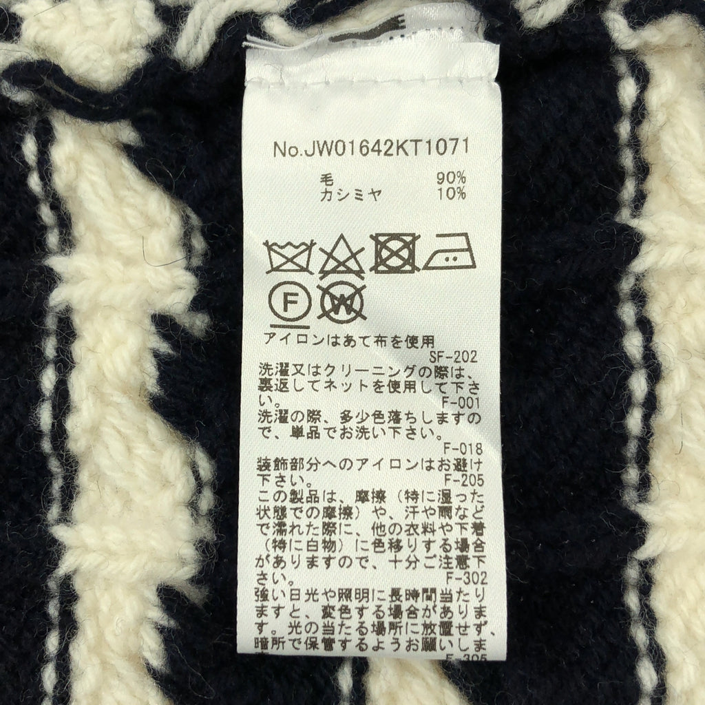 MAISON KITSUNE / メゾンキツネ | カシミヤ混 ボーダー  ロゴ ポンチョ ケープ ニット | S | レディース
