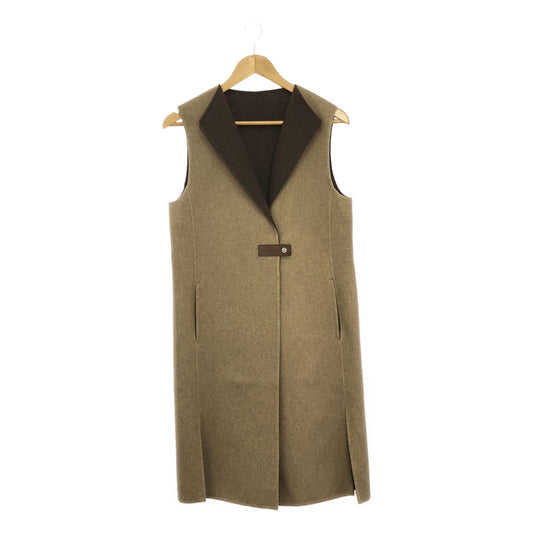 MORABITO | Wool bicolor long gilet | 38 | Brown | Women's