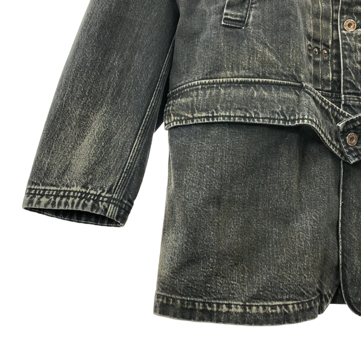 SOSHIOTSUKI | 2023SS | THE BDH COVER ALL 破洞黑色牛仔連身衣 | 尺寸 46 | 男款