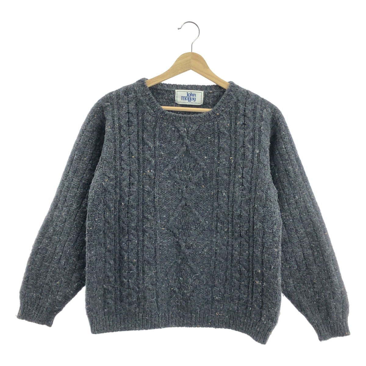 John Molloy | 羊毛圓領麻花針織衫 | 灰色 | 男款