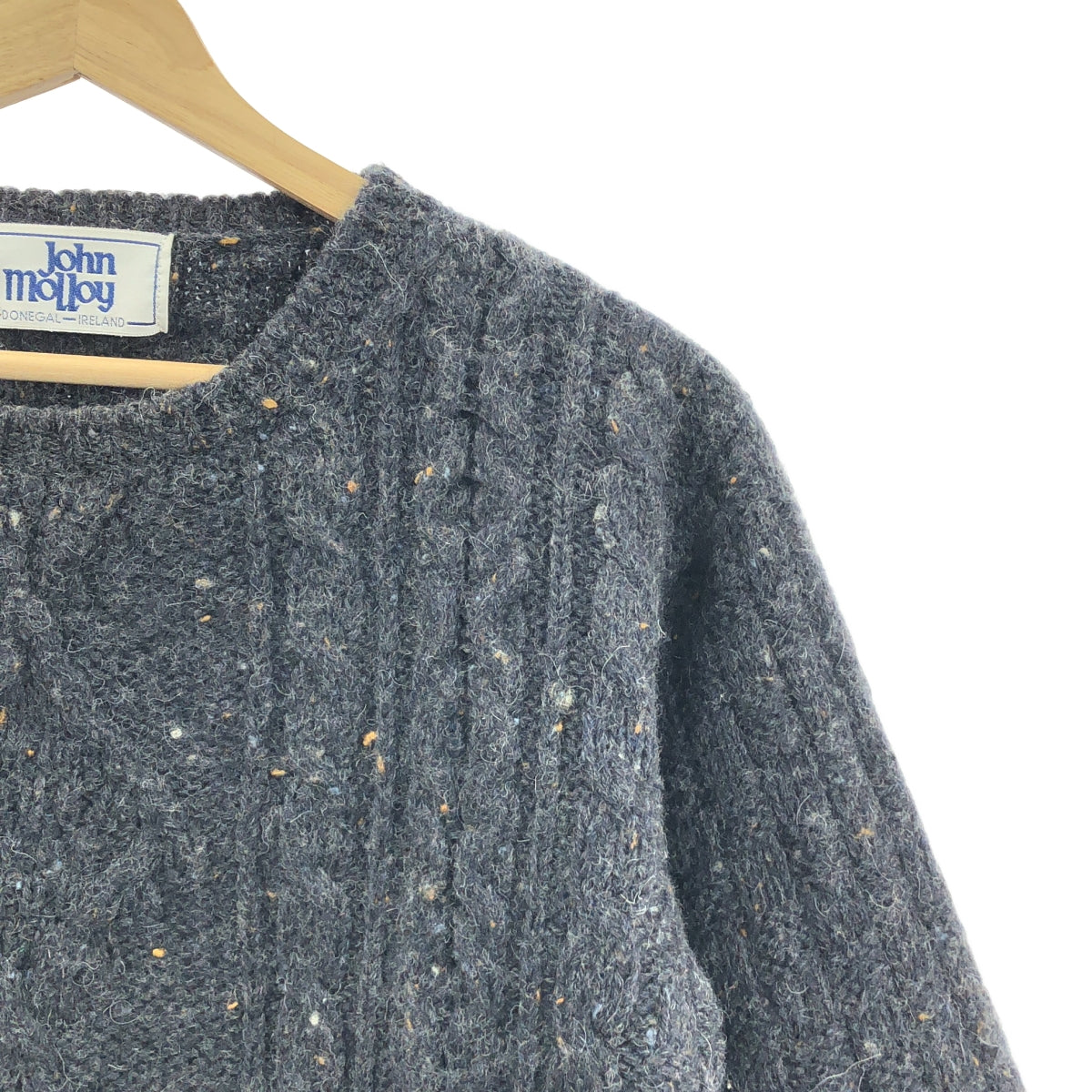 John Molloy | 羊毛圓領麻花針織衫 | 灰色 | 男款