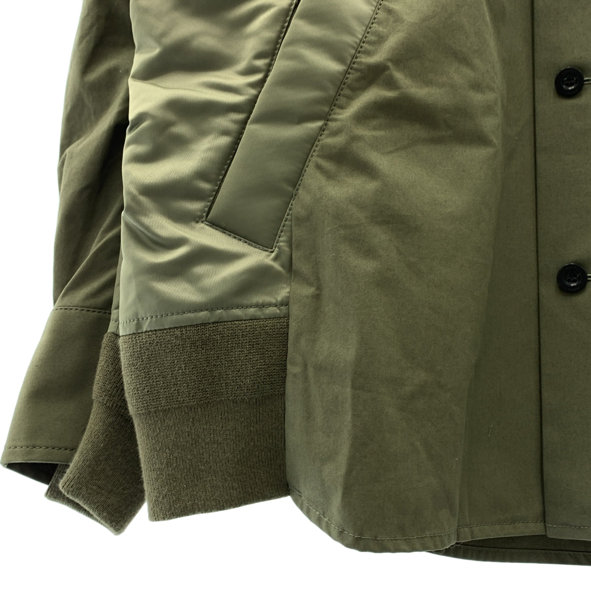 【美品】  sacai / サカイ | 2021SS | Cotton Oxford Nylon Twill Shirt コットン オックスフォード ナイロン ツイル ミリタリー シャツ | 3 | カーキ | メンズ