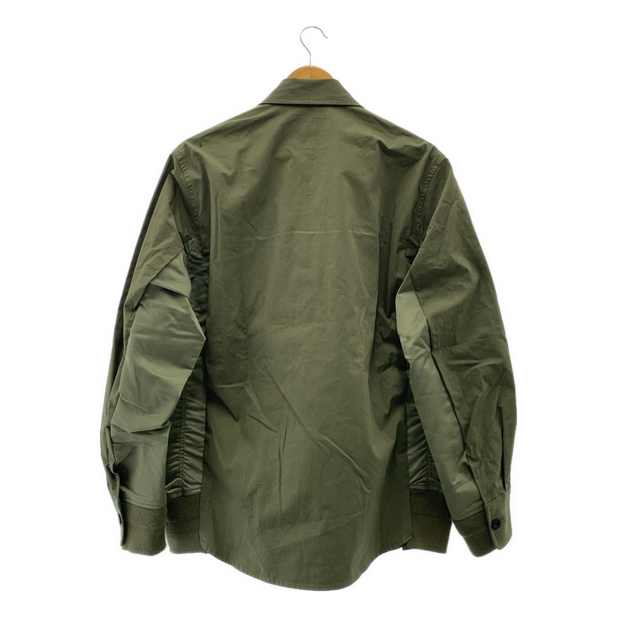 【美品】  sacai / サカイ | 2021SS | Cotton Oxford Nylon Twill Shirt コットン オックスフォード ナイロン ツイル ミリタリー シャツ | 3 | カーキ | メンズ