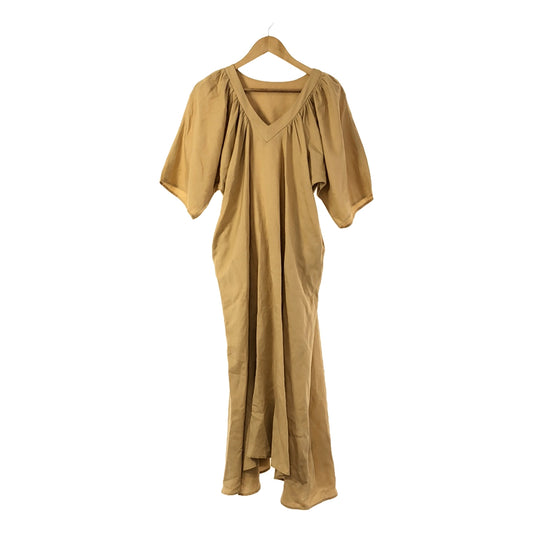 CLANE / CLANE | LINEN RAYON V-NECK OP DRESS | 2 | Beige | Women's