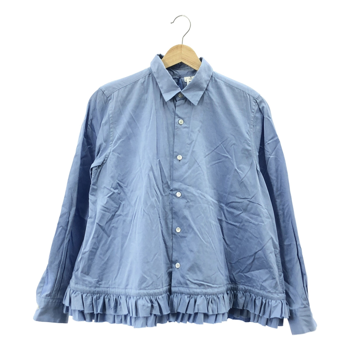 noir kei ninomiya / 느와르 케이니노미야 | 2021AW | 코튼 백산 프릴 블라우스 셔츠 | S | 라이트 블루 | 여성