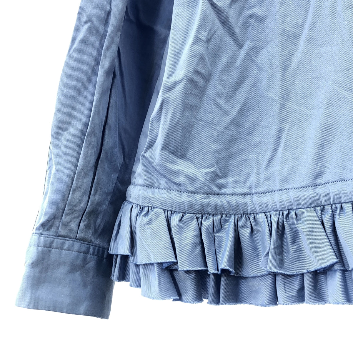 noir kei ninomiya / 느와르 케이니노미야 | 2021AW | 코튼 백산 프릴 블라우스 셔츠 | S | 라이트 블루 | 여성
