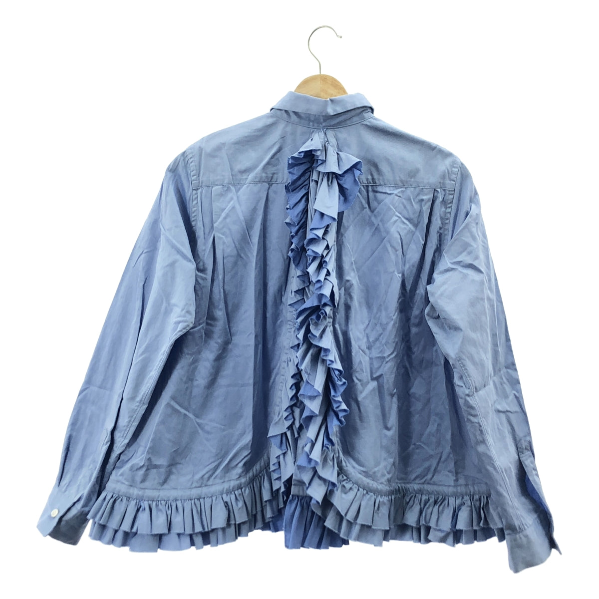 noir kei ninomiya / 느와르 케이니노미야 | 2021AW | 코튼 백산 프릴 블라우스 셔츠 | S | 라이트 블루 | 여성