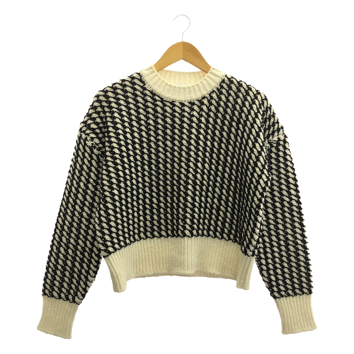BOTTEGA VENETA / 보테가 베네타 | Textured Knit Sweater 니트 | S | 블랙 / 화이트 | 여성