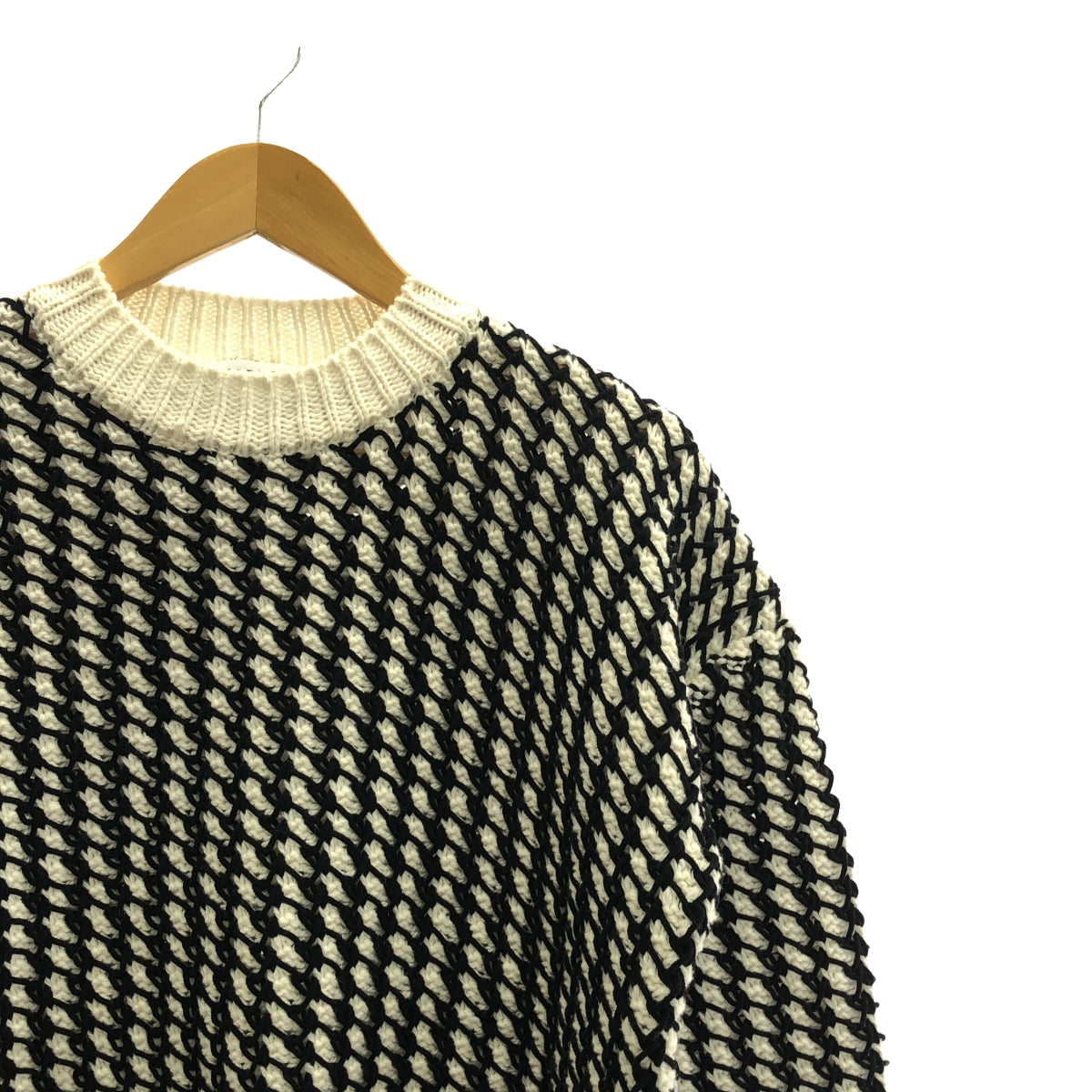 BOTTEGA VENETA / 보테가 베네타 | Textured Knit Sweater 니트 | S | 블랙 / 화이트 | 여성