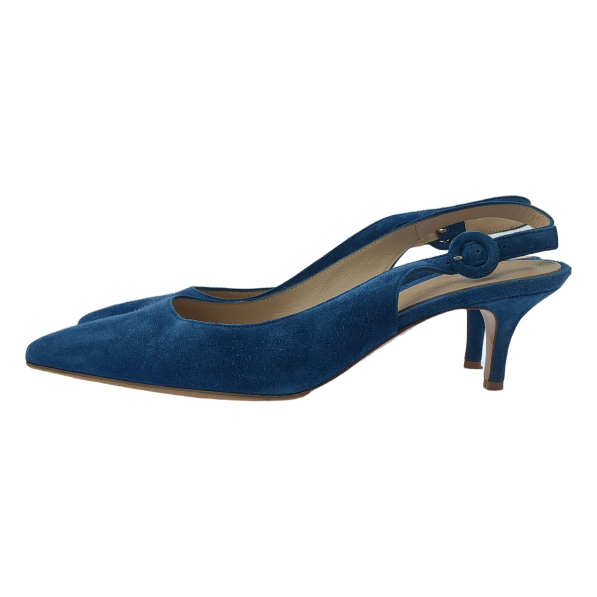 Gianvito Rossi / ジャンヴィトロッシ | ANNA / スエードレザー スリングバック ポインテッドトゥ パンプス | 37 | ブルー | レディース