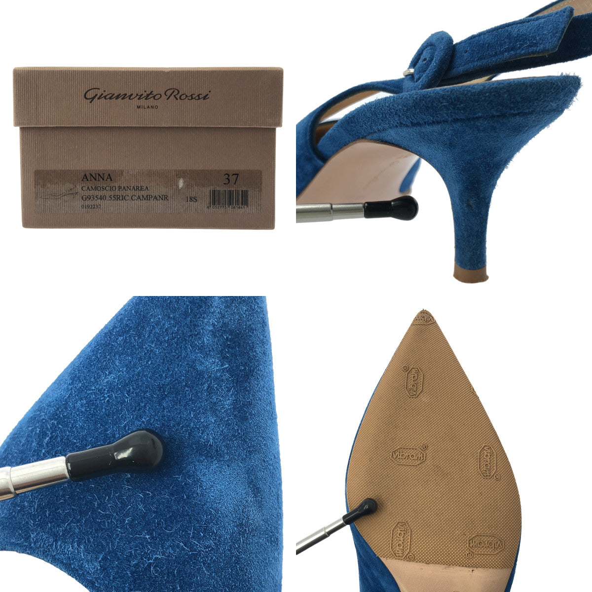 Gianvito Rossi / ジャンヴィトロッシ | ANNA / スエードレザー スリングバック ポインテッドトゥ パンプス | 37 | ブルー | レディース