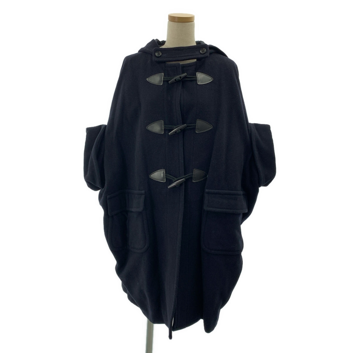 COMME des GARCONS / コムデギャルソン | 2008AW | ウール 変形 オーバーシルエット ダッフル ポンチョ コート フーディ / 総裏地 | SS | レディース