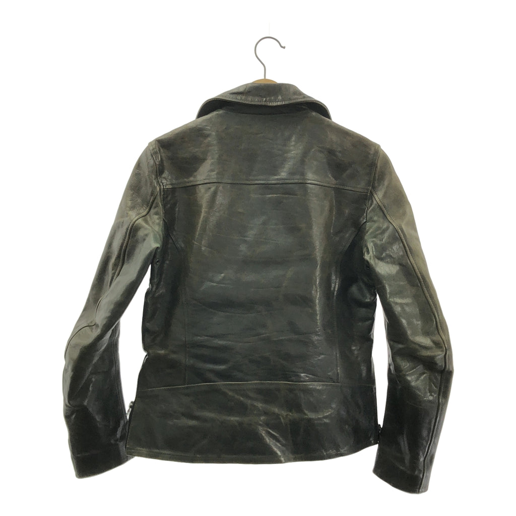 【美品】  ISAMU KATAYAMA BACKLASH / イサムカタヤマバックラッシュ | イタリアンダブルショルダーシワ加工プルアップ / 牛革 カウレザー ライダース ジャケット / 総裏地 | S | チャコール系 | メンズ