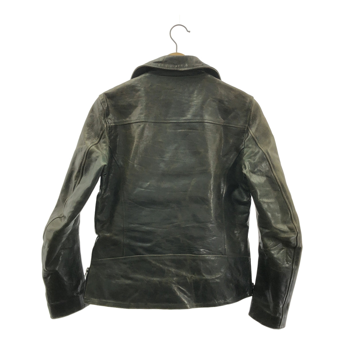 ISAMU KATAYAMA BACKLASH / イサムカタヤマバックラッシュ | イタリアンダブルショルダーシワ加工プルアップ / 牛革 カウレザー ライダース ジャケット / 総裏地 | S | メンズ