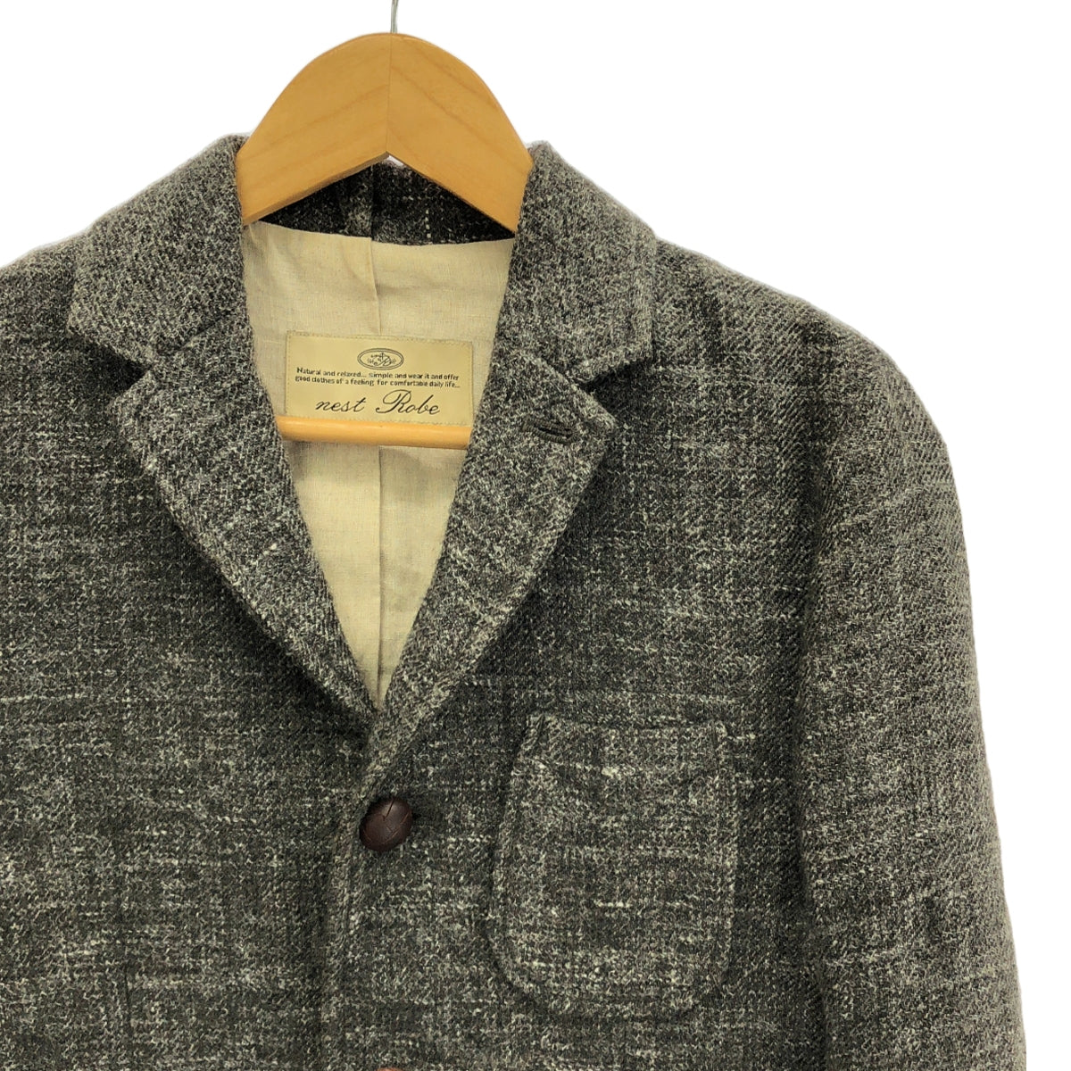 nest robe / 네스트 로브 | 울 트위드 호두 버튼 싱글 재킷 / 총 안감 | 회색 | 여성