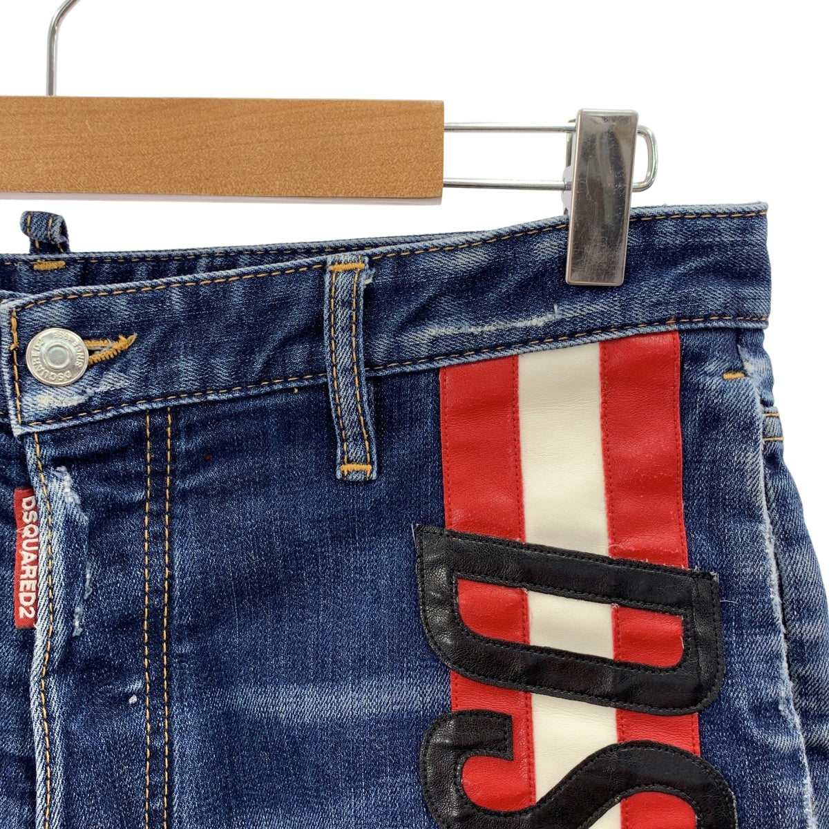 DSQUARED2 | 2020 春夏 | 做舊漆皮標誌牛仔短褲 | 尺寸 46 | 男款