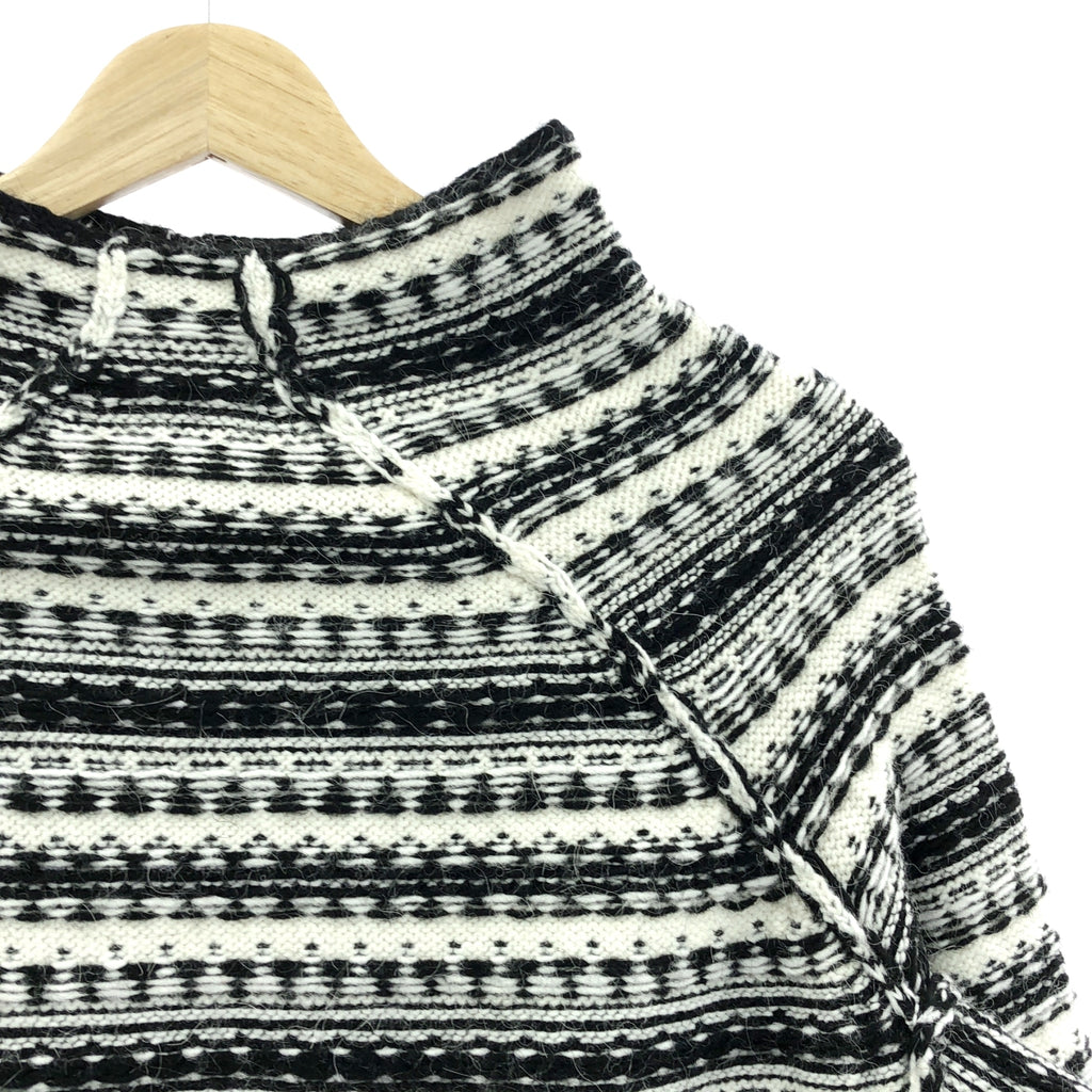【美品】  MM6 Maison Margiela / エムエムシックスメゾンマルジェラ | Fair Isle Roll Neck Jumper アクリル アルパカ混 インサイドアウト ニット | S | ホワイト / ブラック | レディース